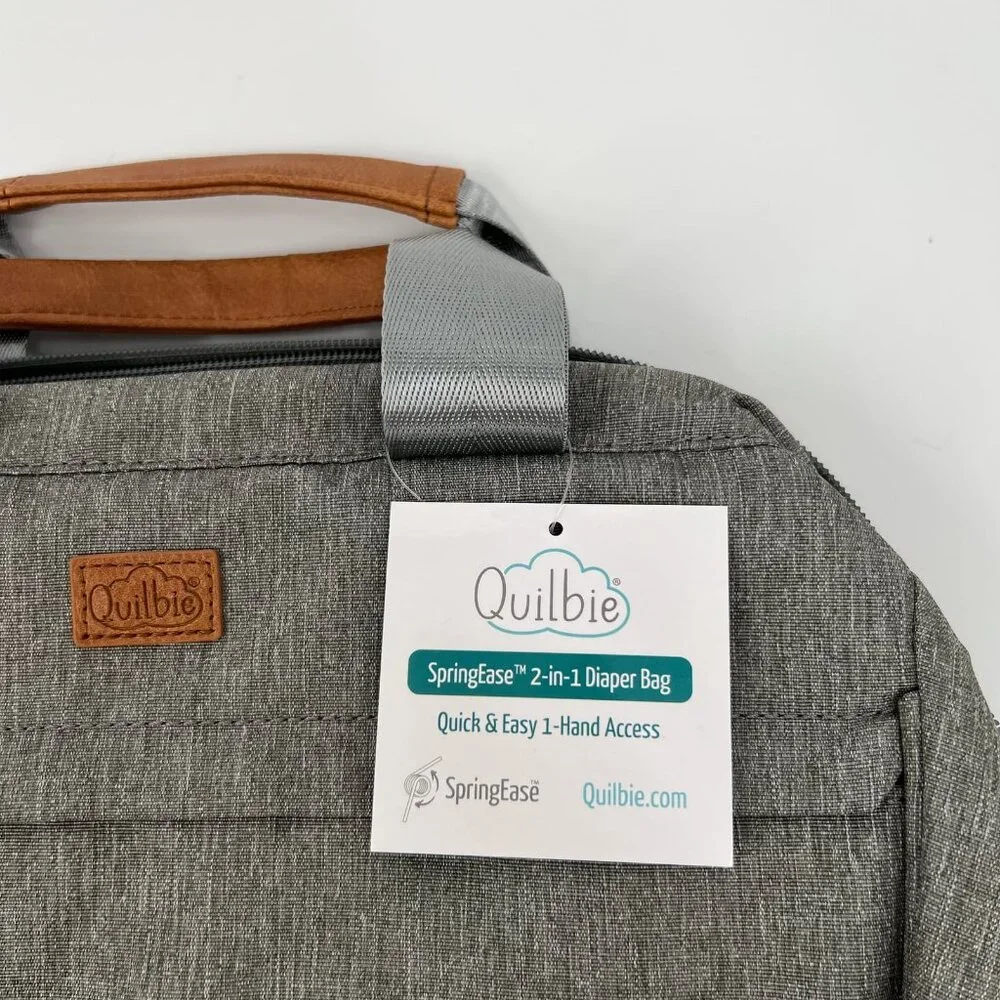 Gray 2-in-1 Diaper Bag Backpack | Adjustable Straps & Zip Closure
